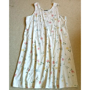 VINTAGE Y2K Womens Dress-WILLOW RIDGE-US-beige floral linen maxi Cottagecore-2X